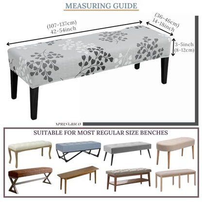 SPRINGRICO Stretch Dining Bench Cover, Removable Bench Slipcover Washable Bench Seat Protector Rectangle Bench Cover for Dining Room, Living Room, Bedroom, Kitchen (Byron Palm) - color: Byron Palm