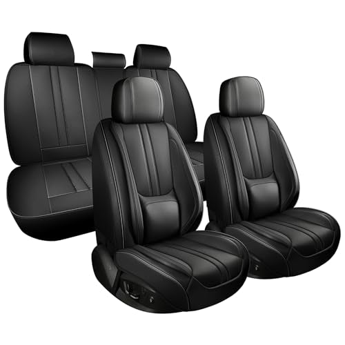 Truck Seat Cover Full Set Fit for Toyota Tacoma 2001-2026, Luxury Faux Leather Seat Covers 5 Seats, Breathable Anti-Slip Seat Protectors with Lumbar Support (Black,Full Set) - color: Black, size: Fit for Tacoma