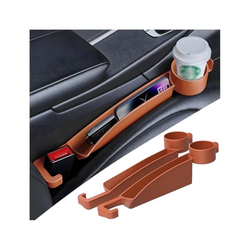 2PCS Car Seat Gap Filler, Multifunctional Vehicle Seat Side Gap Plug Blocker with Cup Holder & Storage Slot, No Drop Automotive Console Crevice Stopper, Universal for Truck SUV Van (Orange) - color: Orange