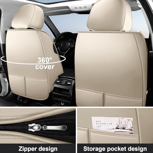 DHAEY Car Seat Covers for Lexus RX 350 2007-2025, Luxury Breathable Seat Cover, Nappa Leather, Wear-Resistant, Anti-Slip, Quick Installation, 2PCS Front, Beige