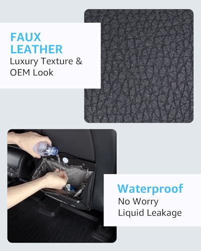Trash Can for Tesla Model 3 2017-2023 Garbage Bag [Strong Magnetic Buckle] with LED Light 1PCS Backseat Hanging Garbage Bin Waterproof Faux Leather Model 3 Interior Accessories 2.5 Gallons - size: Model 3