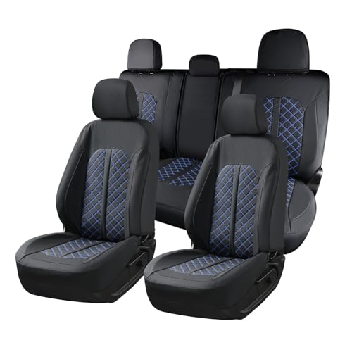 Truckiipa Leather Ford F150 Seat Covers Full Set, Waterproof Custom Automotive Seat Covers Fit for 2015-2026 Ford F150 SuperCrew, 2017-2026 F250 F350 F450 Super Duty Crew Cab, Full Set, Black&Blue - color: Black&Blue, size: Full Set