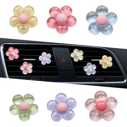 6PCS Flower Air Vent Clips, Air Conditioner Outlet Decoration, Cute Car Dashboard Accessories, Universal Aut Interior Decorative Accessories for Women Girls