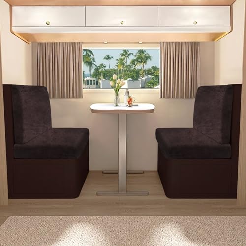 Leather Like RV Dinette Cushion Covers, RV Booth Seat Cover Stretchable Camper Cushion Couch Covers Washable Slipcovers for RV Camper Car Bench (1 Backrest Cover & 1 Bench Cover, 06Chocolate) - color: 06chocolate, size: 1 Bench Cover & 1 Backrest Cover