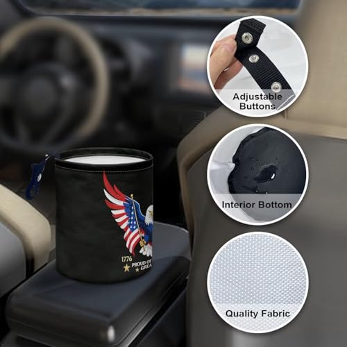 250TH Anniversary of America Flag Eagle Car Front Seat Can Foldable Auto Console Center Back Seat Garbage Container Bag Kitchen Rubbish Bin Fashion Vehicle Organization Basket - color: 250TH Anniversary of America Flag Eagle