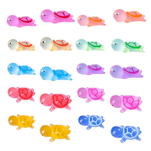 20PCS Cute Luminous Resin Turtles Decorations, Car Dashboard Ornament Desktop Decor Rearview Mirror Ornament Computer Monitor Decor for Home Garden Office,Funny Gifts - color: 20pcs Cute Turtles