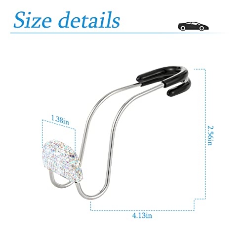 Car Headrest Hook, 2 Pack Bling Backseat Organizer Hanger for Purse Clothes Grocery Bag, Rhinestones Auto Headrest Storage Holder, Universal Car Seat Accessories for Most Vehicle (AB) - color: AB