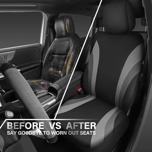 CAR PASS EVA Waterproof Car Seat Covers Front Seats,Gray Two Front Seat Covers,Airbag Compatible,Automotive Seat Covers Universal Fit Sedans,Cars,Vans,SUVs,Trucks (Black and Gray) - color: Black and Gray Waterproof, size: Two Front Seat
