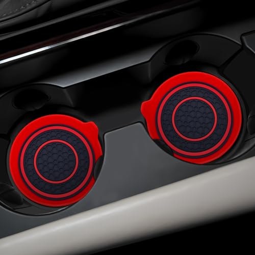 Mandark Car Cup Holder Coaster, 2.75 Inch Non-Slip Vehicle Cup Holder Insert Mats, Dustproof Automotive Interior Console Cup Insulated Pads Accessories, Universal for SUV, Sedan, Truck (Red) - color: Red