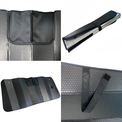 GWUSKDT Car Windshield Sunshade-Thicken 5-Layer Bubble Block Heat and Sun UV Rays,Front Windshield Sun Shade- Keeps Your Vehicle Cool - 58 x 27.5 Inch new Upgraded (New Black)