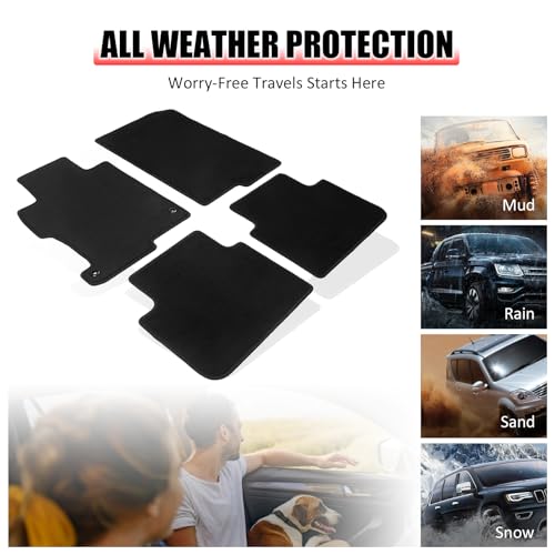 Floor Mats Compatible with 2013-2017 Honda Accord Sedan, Factory Fitment Carpet Front & Rear Black 4PC Nylon by IKON MOTORSPORTS, 2014 2015 2016