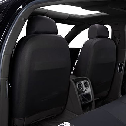 Flying Banner car seat Covers Protects Water Proof Faux Leather Carbon Fiber Fronts Rear Bench Covers (Cow Black, Full Set - Combo Pack) - color: Cow Black, size: Full Set -- Combo Pack