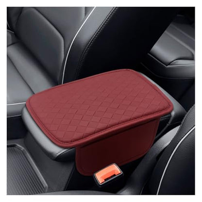 Leather Car Center Console Cover, Anti-Scratch Auto Middle Console Protective Cushion with 2 Storage Bags, Universal Waterproof Vehicle Armrest Pad Accessory for Sedan, SUV, Truck (Burgundy) - color: Burgundy