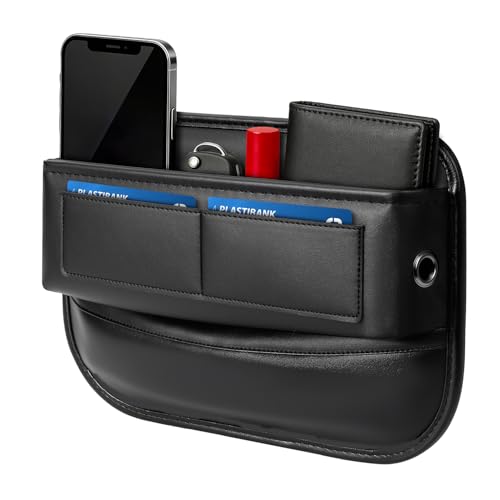 Universal Fit Car Gap Filler, Premium Leather Front Seat Gap Filler Organizer Center Console Seat Side Essentials Organizer with Card Slots, Easy Access to Phone, Sunglasses, Key for Car, SUV Truck