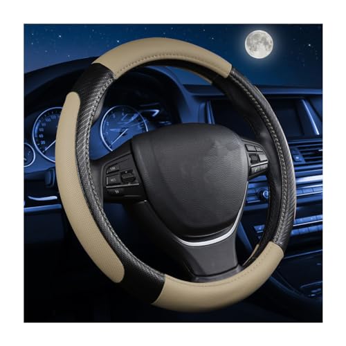 zipelo Elastic Stretch Steering Wheel Cover, Microfiber Breathable Ice Silk, Universal 15 Inch Anti-Slip Car Steering Wheel Protector, Warm in Winter and Cool in Summer for Women (Style1-Beige) - color: Style1-Beige