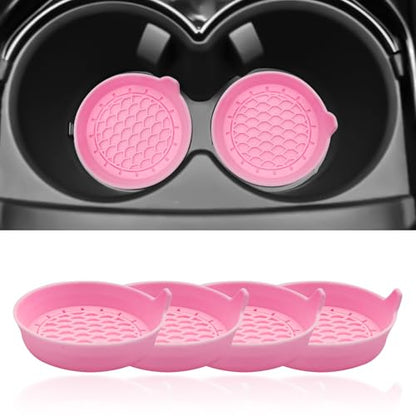 4-Pack Universal Cup Holder Coasters, Black Silicone Inserts - Keep Your Car Clean with Non-Slip & Spill-Proof Coasters for All Vehicles (Pink) - color: pink