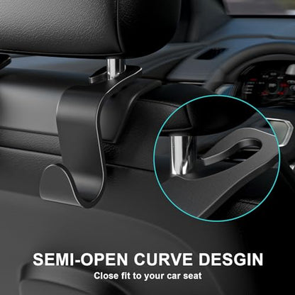 Car Seat Back Hook, Car Headrest Hook, Car Accessories for Interior, 4 Pack Plastic Black Hook, Suitable for Handbags, Shopping Bags, Clothes, Portable Tool Box