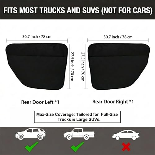 [2 Pack] Car Door Protector for Dogs, Fits Full-Size SUVs & Trucks, 20% Larger Anti-Scratch PU Leather Door Guard with Stay-in-Place Metal Inserts, Includes Bonus $9 Dog Safety Seat Belt - Black