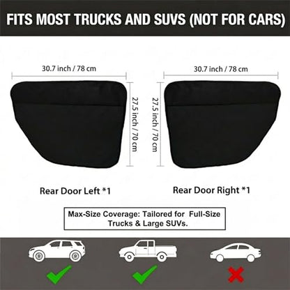 [2 Pack] Car Door Protector for Dogs, Fits Full-Size SUVs & Trucks, 20% Larger Anti-Scratch PU Leather Door Guard with Stay-in-Place Metal Inserts, Includes Bonus $9 Dog Safety Seat Belt - Black