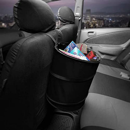 FH Group Automotive Waterproof Portable Collapsible Large Trash Can Garbage Container fits Most Cars,‎Polyethylene,SUVs, and Trucks Black - color: Black, style: Large