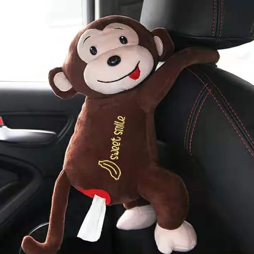 Plush Monkey Tissue Box Holder, Plush Pocket Tissue Cover for Car, Home, Office, Desk, Bathroom, Cute Decorative Soft Organizer (Coffee Monkey) - color: Coffee Monkey