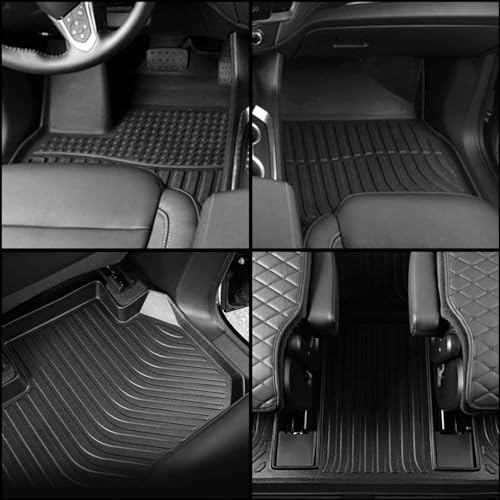 FREEMOTOR802 Compatible With 2018-2024 Chevrolet Traverse 7 Seats Floor Mats, Black 3D Molded Carpets Liner 1st 2nd Row Front Rear Protection Pad 4PC TPE Thermo Plastic Elastomer All Weather Protector - size: For Chevrolet Traverse 7 Seats 2018-2024