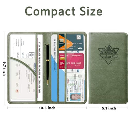 CoBak Car Registration and Insurance Holder - Vehicle Glove Box Car Organizer,Auto Truck Comparment Accessories Case with Magnetic Closure for Driver License,Cards - color: L-Route Peak Green