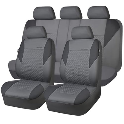 CAR PASS Ultrasonic Embossing Cloth Universal Seat Covers-Breathable Car Seat Cover with 5mm Composite Sponge Inside,Airbag Compatible,2zipper Bench for Sedan,SUV,Truck(Charcoal Gray,Full Set) - color: Charcoal Gray