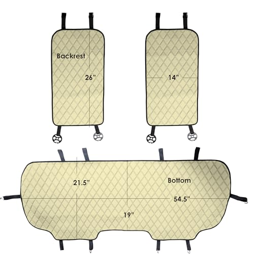 FH Group Car Seat Cushion Rear Set Beige Faux Leather Automotive Seat Cushions - Universal Fit, Rear Car Seat Cushion, Car Seat Cushions With Non-slip Silicone Backing for SUV, Sedan, Van - color: Beige, style: Rear Set