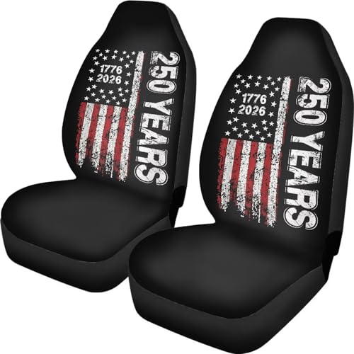 Front Seat Covers for Cars 250 Years 1776-2026 America Breathable Elastic Fabric Seat Protector Set of 2 Fashion Auto Interior Universal Fit SUV Truck Sedan Van - color: 250 Years 1776-2026 America