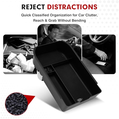 Autorder Center Console Organizer for 2024 2025 2026 Toyota Land Cruiser 250 Prado J250 LC250 Accessories Armrest Storage Box Secondary Insert Tray with Black & Red Silicone Mats(Not for Cool Box) - size: 2024-2026 Toyota Land Cruiser