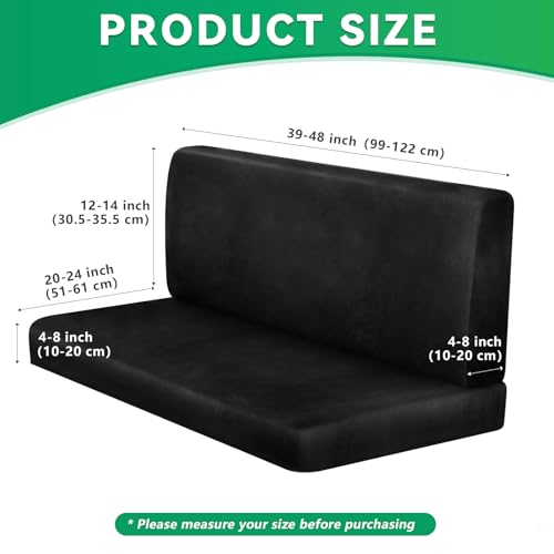 molasofa Leather Like RV Dinette Cushion Covers, RV Booth Seat Cover Stretchable Camper Cushion Couch Covers Washable Slipcovers for Camper Car Bench (1 Backrest Cover & 1 Bench Cover, Black) - color: 02black, size: 1 Bench Cover & 1 Backrest Cover