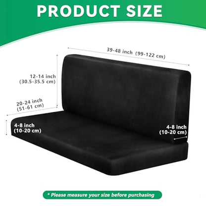 molasofa Leather Like RV Dinette Cushion Covers, RV Booth Seat Cover Stretchable Camper Cushion Couch Covers Washable Slipcovers for Camper Car Bench (1 Backrest Cover & 1 Bench Cover, Black) - color: 02black, size: 1 Bench Cover & 1 Backrest Cover