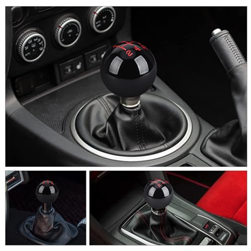 5 Speed Car Racing Gear Shift Shifter Knob, Resin Polished Round Ball Shift Knob with 3 Adapters Compatible with Manual Car (Mini Black 5) - color: 5 Speed Mini(Black)