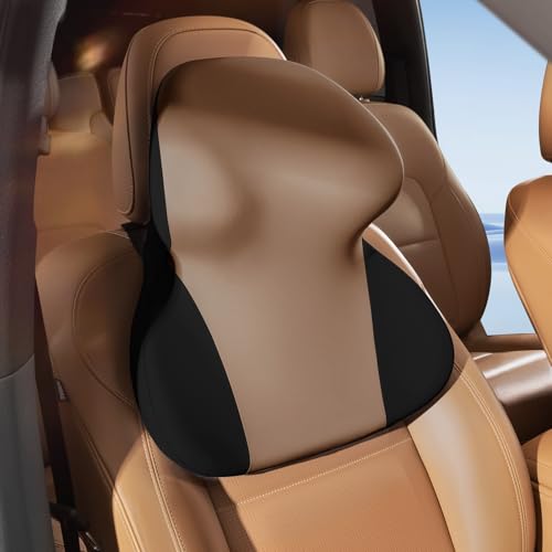 BEBAS Car Headrest Pillow, Ergonomic Neck Pillow with Memory Foam, Enlarged Surface for Head Neck Shoulder Support, Breathable Removeable Car Seat Pillow for Pain Relief(BlackCoffee, 1 Pack) - color: Blackcoffee