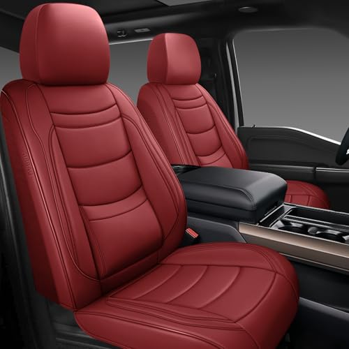 Leather Car Seat Covers Full Set,Universal Fit for Most Cars,SUVs and Sedans,Waterproof Luxury Leatherette Cushions, 5 Seats Protectors (Wine Red, Full Set-5 Seats(Front and Rear)) - color: Wine Red, size: Full Set-5 seats(front and rear)