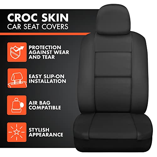 BDK Black Faux Leather Car Seat Covers Full Set with Matching Carpet Car Floor Mats - Universal Front & Back Bench Car Seat Protector & Car Mats Full Set for SUV & Truck Automotive Interior Liner - color: Black