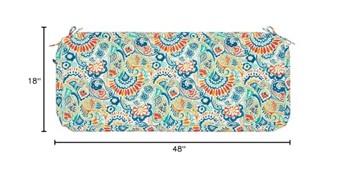 Magpie Fabrics Patio Bench Loveseat Cushion Covers (Replacement Cover only, No Insert!), Waterproof Fade Resistant Swing Cushion Slipcover with Ties(48x18x3 Inch, Paisley Multi) - color: A Paisley Multi, size: 48x18x3 Inch (1 Count)