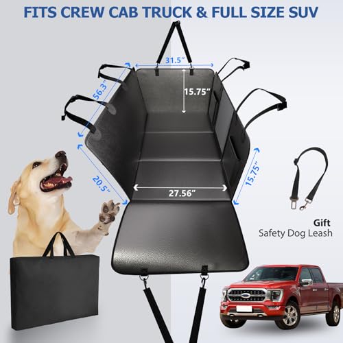 Btefd XL Truck Back Seat Extender for Dogs, Upgraded Anti-Scratch PU Leather, Dog Car Seat Cover for Back Seat with Hard Bottom, Pet Seat Covers for Trucks, Waterproof Dog Hammock for Crew Cab Truck - size: For Full Size Crew Cab Truck / Full Size SUV