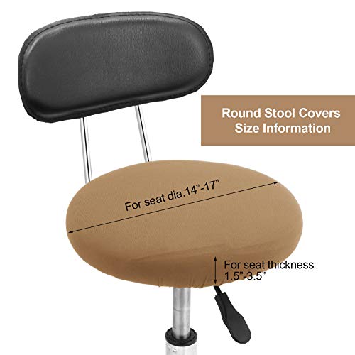 Tatuo Round Bar Stool Seat Covers Washable Stool Cushion Slipcover Elastic Bar Chair Covers for 14-17 Inch Chair (Camel Color, 4 Pieces) - color: Camel Color
