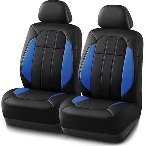 Road Comforts Car Seat Covers, Breathable Leather Seat Covers, Car Seat Covers Front Seats Airbag Compatible, Automotive Seat Covers for Most Cars, Vans, Trucks, SUV-Blue - color: blue, size: Front Seats