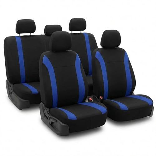 FH Group Automotive Car Seat Covers Cosmopolitan Flat Cloth Full Set Blue Seat Covers, (Airbag Compatible & Split Bench) with Gift Universal Fit Interior Accessories for Cars Trucks and SUVs - color: BLUE, size: FULLSET