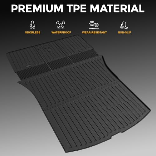 Cargo Mat for 2025 2026 Tesla Model Y Juniper Accessories (Not fit Standard), Full Coverage All Weather Trunk Cargo Liner with Backrest Protectors for Model Y 5 Seats