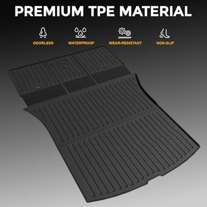 Cargo Mat for 2025 2026 Tesla Model Y Juniper Accessories (Not fit Standard), Full Coverage All Weather Trunk Cargo Liner with Backrest Protectors for Model Y 5 Seats