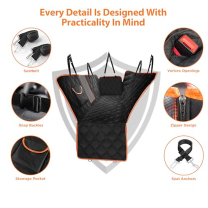 Scratchproof Dog Car Seat Cover For Back Seat, Waterproof Back Seat Pet Cover For Dogs With Mesh Window,Storage Pocket,Side Flap,Collapsible Nonslip Dog Seat Cover Universal Size Fit for Car/Truck/SUV