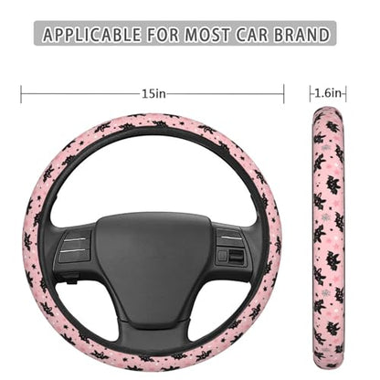 Halloween Cute Cartoon Bat Steering Wheel Cover for Women Men, Non-Slip Steering Wheel Protector Car Wheel Covers, Universal 15 Inch Fit for Auto, Suvs, Truck - color: Halloween Cute Cartoon Bat