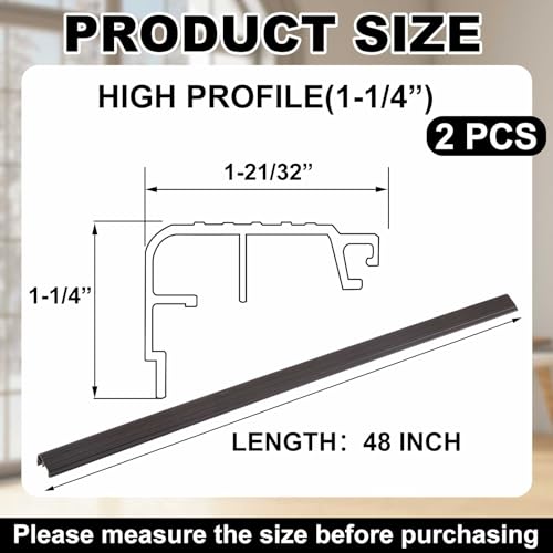2 Pcs 48 L Fixed Vinyl Sill Cap 1-1/4 Inches High Exterior Door Threshold Seal Replacement for Residential Door Trim-to-fit Fixed Vinyl Sill for Residential Entry Waterproof(Dark Brown)