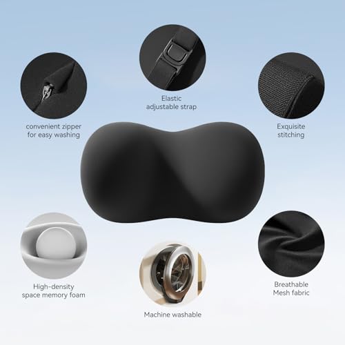 BABUR Car Headrest Pillow, 100% Memory Foam Softness Neck Support Pillow, Universal Fit Head Rest Travel Pillow for Pain Relief While Driving, Breathable Washable Cotton Fabric (Black) - color: Black