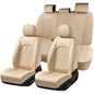 Huidasource Car Seat Covers Full Set, Leather Seat Cover Universal Fit for Most Cars Sedans SUVs Trucks, Airbag Compatible, Cup Holder Access, Easy Install, Wipes Clean, Wear-Resistant, Beige - color: A-Beige, size: 5pcs Full Set