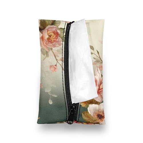 Fabric Purse Zipper Tissue Bag With Hummingbird Pattern - 5.2 x 3.2 Inch Washable Holder for Pocket Tissues, Coins, Cards - Travel Packs for Car, Office, Home - color: Hummingbird